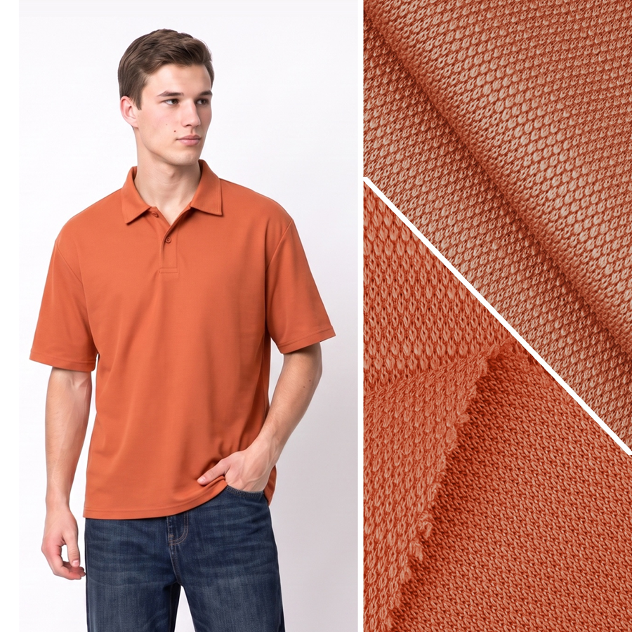 Cotton Pique Fabric | 25.15% Cotton / 2.25% Linen / 15% Cotton / 55.7% Polyester / 1.9% Spandex | 200GSM | 165cm