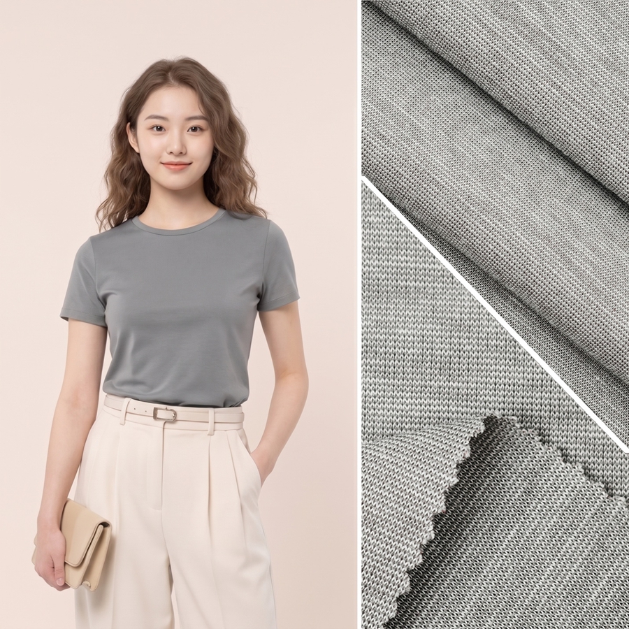 60S Cotton Knit Fabric | 56% Cotton / 35.4% Polyester / 8.6% Spandex | 200GSM | 175cm