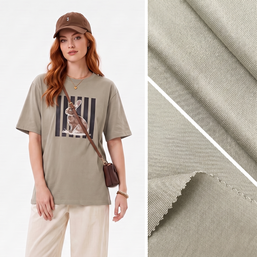 40S Lyocell Single Jersey Fabric | 41.1% Cotton / 41.1% Lyocell / 17.8% Polyester | 180GSM | 175cm