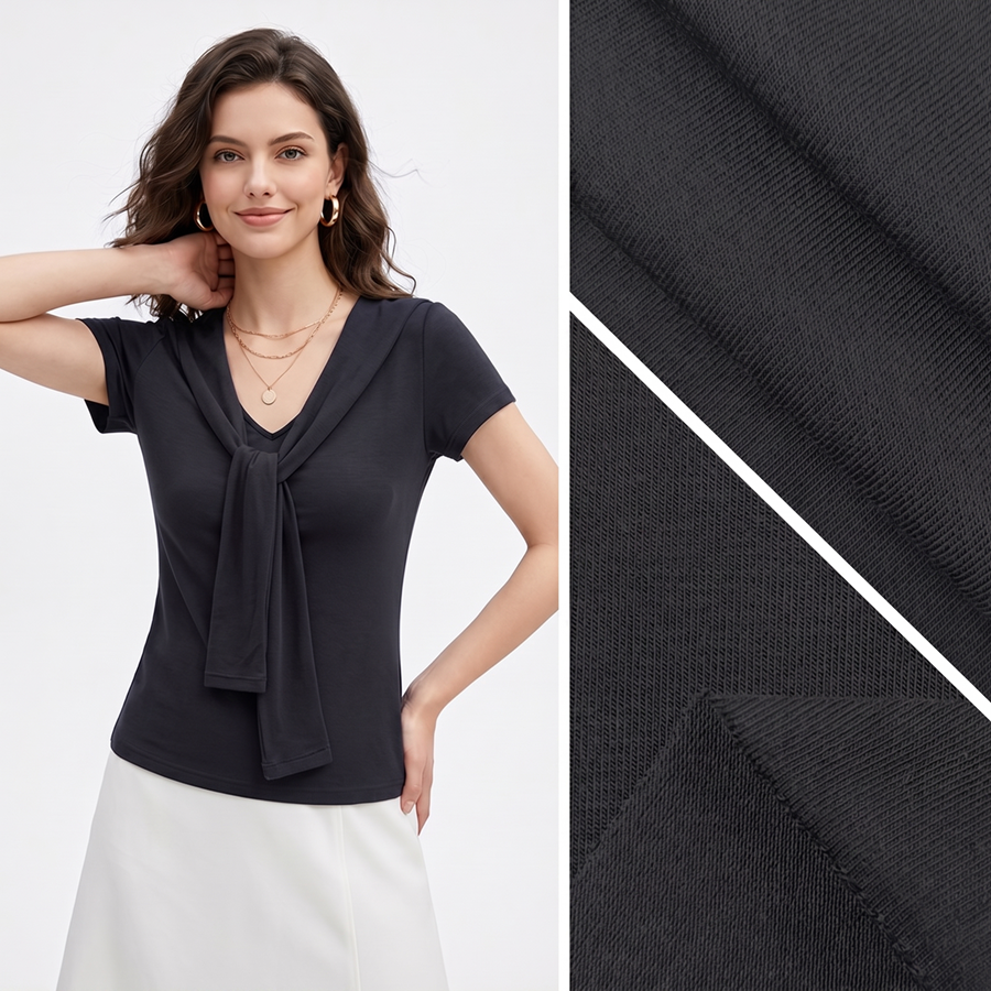 32S Cotton Modal Single Jersey Fabric | 47.2% Cotton / 47.3% Modal / 5.5% Spandex | 190GSM | 185cm