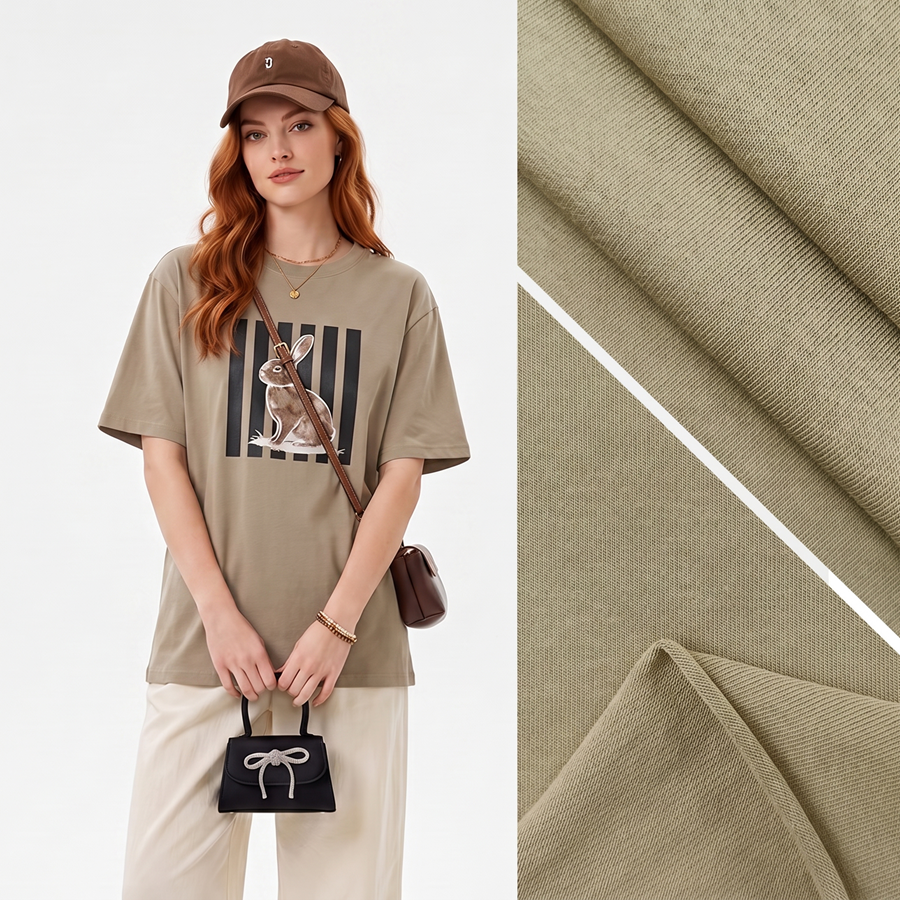 32S Cotton Single Jersey Fabric | 95.5% Cotton / 4.5% Spandex | 165-170GSM | 175cm