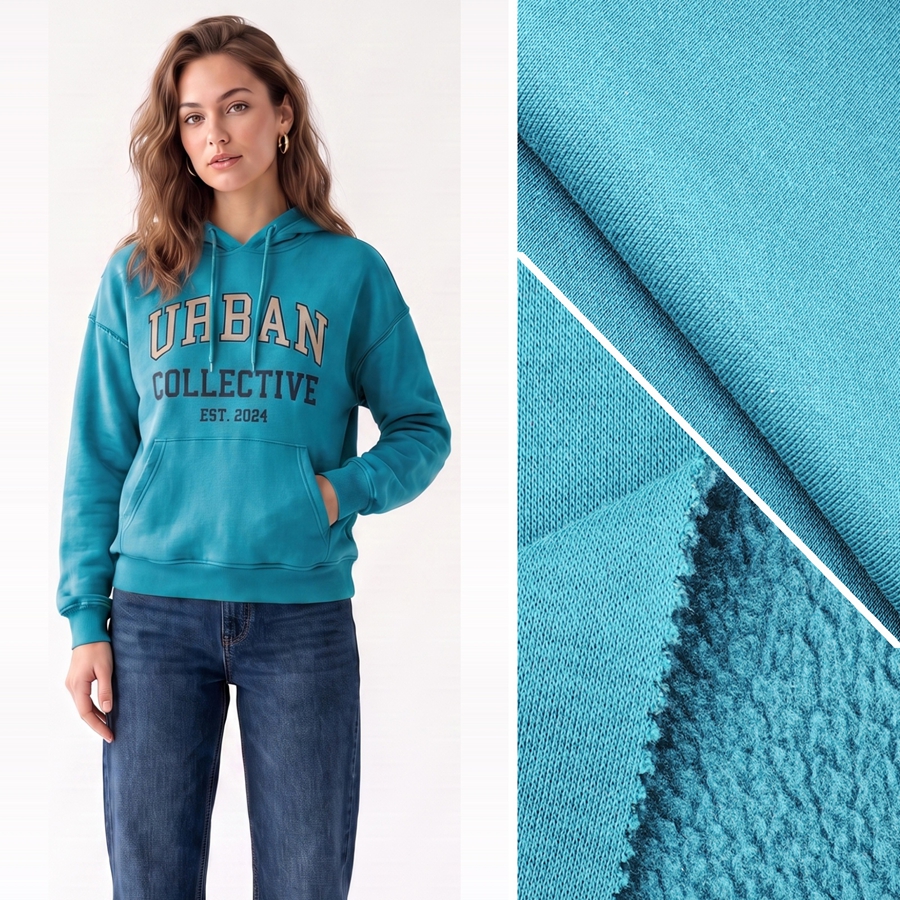 Cotton Fleece Fabric | 33.6% Cotton / 66.4% Polyester | 320-330GSM | 185cm