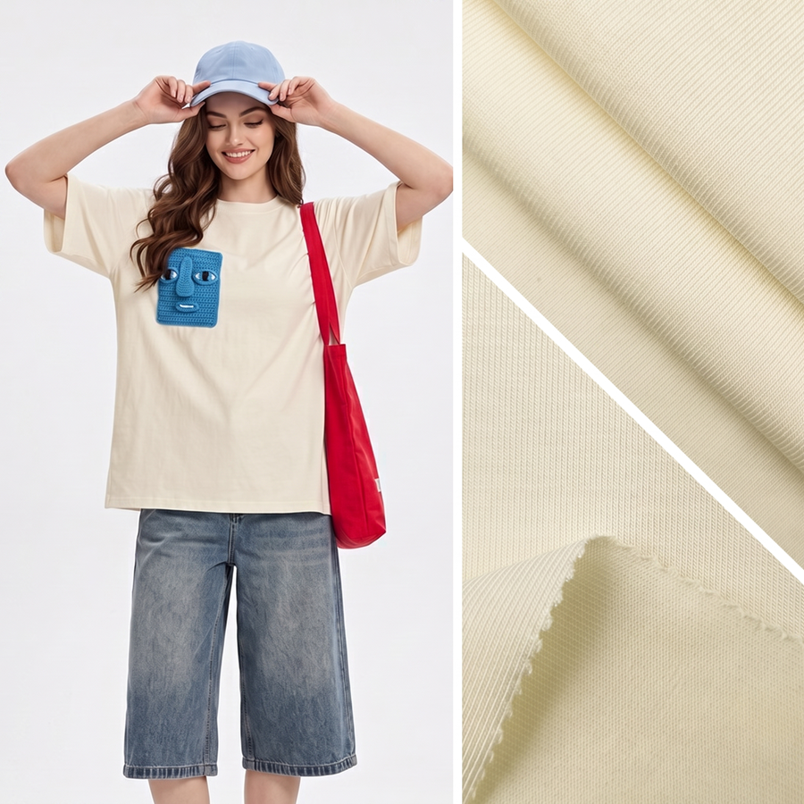 Cotton Knit Fabric | 79.4% Cotton / 20.6% Polyester | 210GSM | 185cm