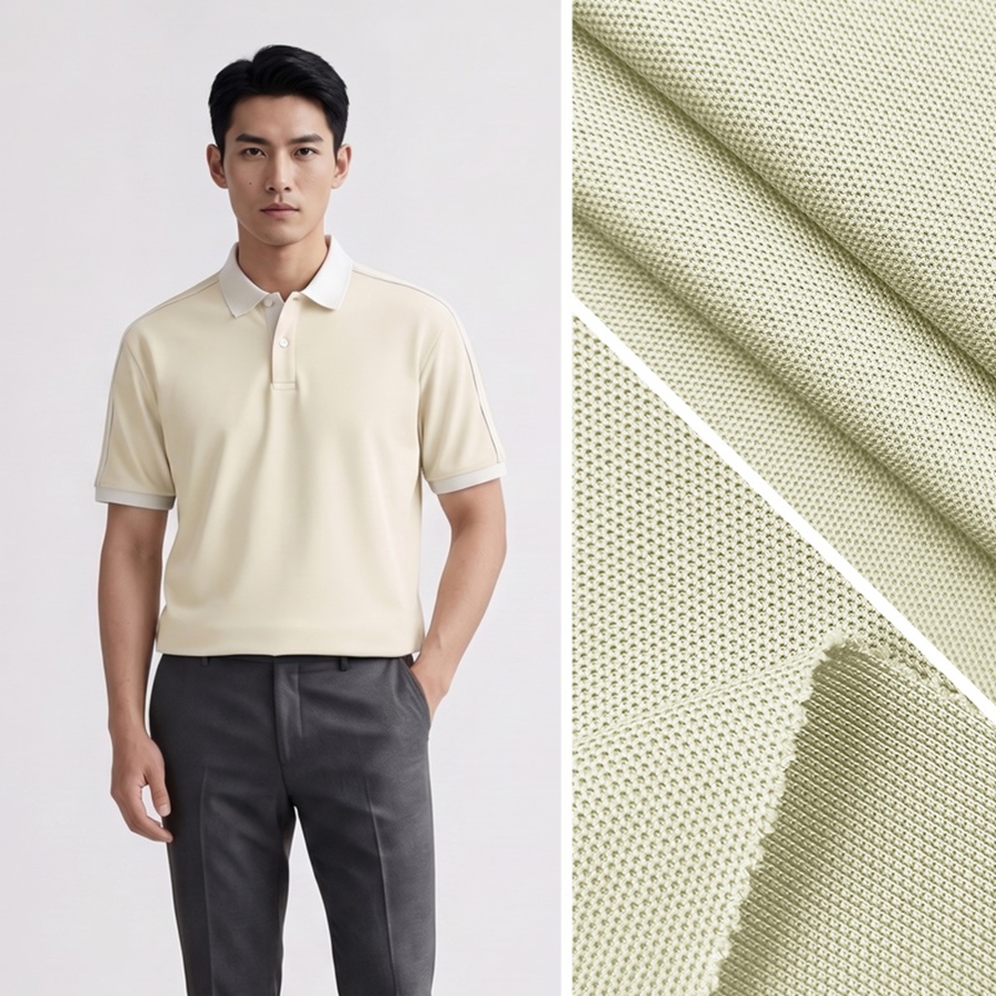 40S Cotton Pique Fabric | 64% Cotton / 36% Polyester | 210GSM | 185cm