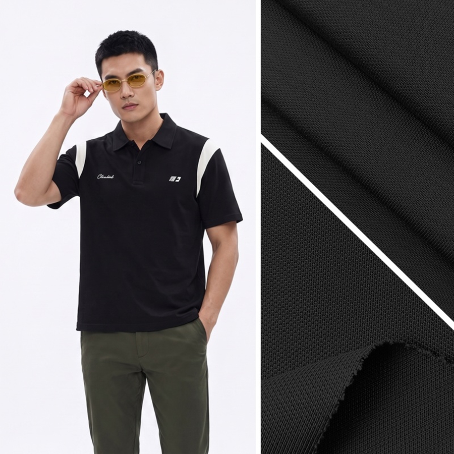 40S Cotton Pique Fabric | 46.8% Cotton / 48% Polyester / 5.2% Spandex | 210GSM | 190cm