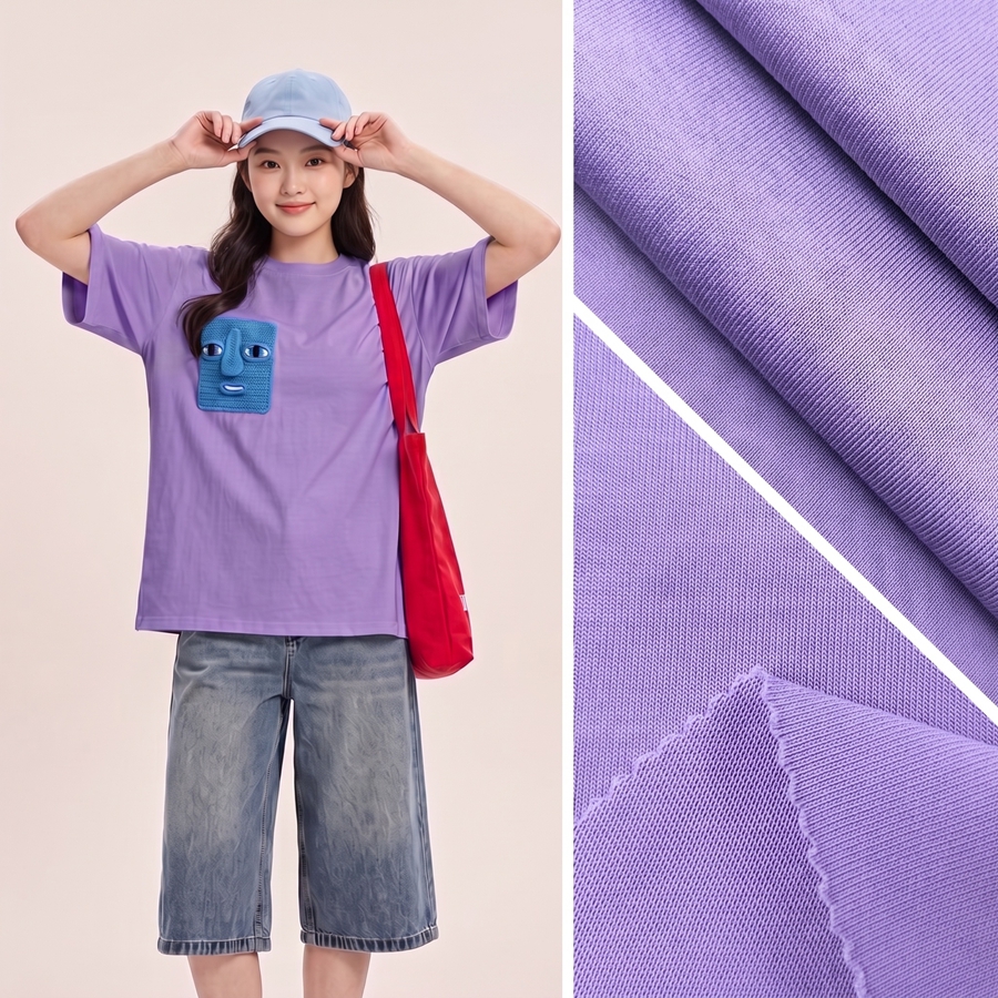 Cotton Covered Single Jersey Fabric | 78% Cotton / 22% Polyester | 200GSM | 185cm
