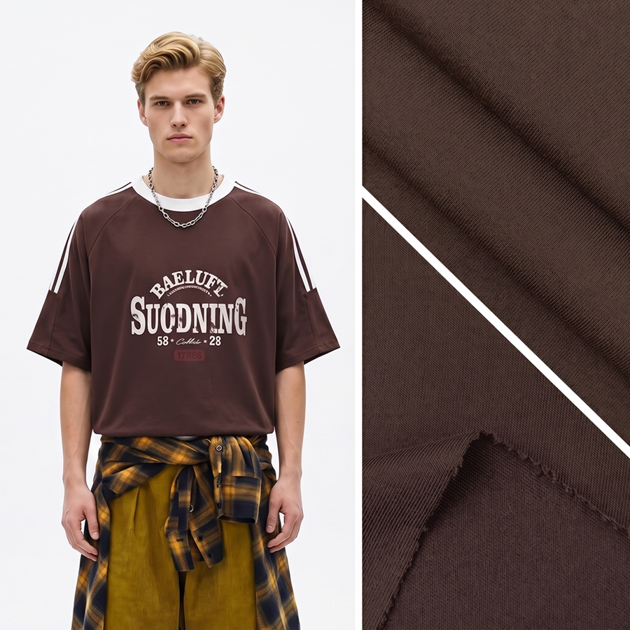 50S Cotton Covered Single Jersey Fabric | 64.5% Cotton / 28.9% Polyester / 6.6% Spandex | 180GSM | 185cm