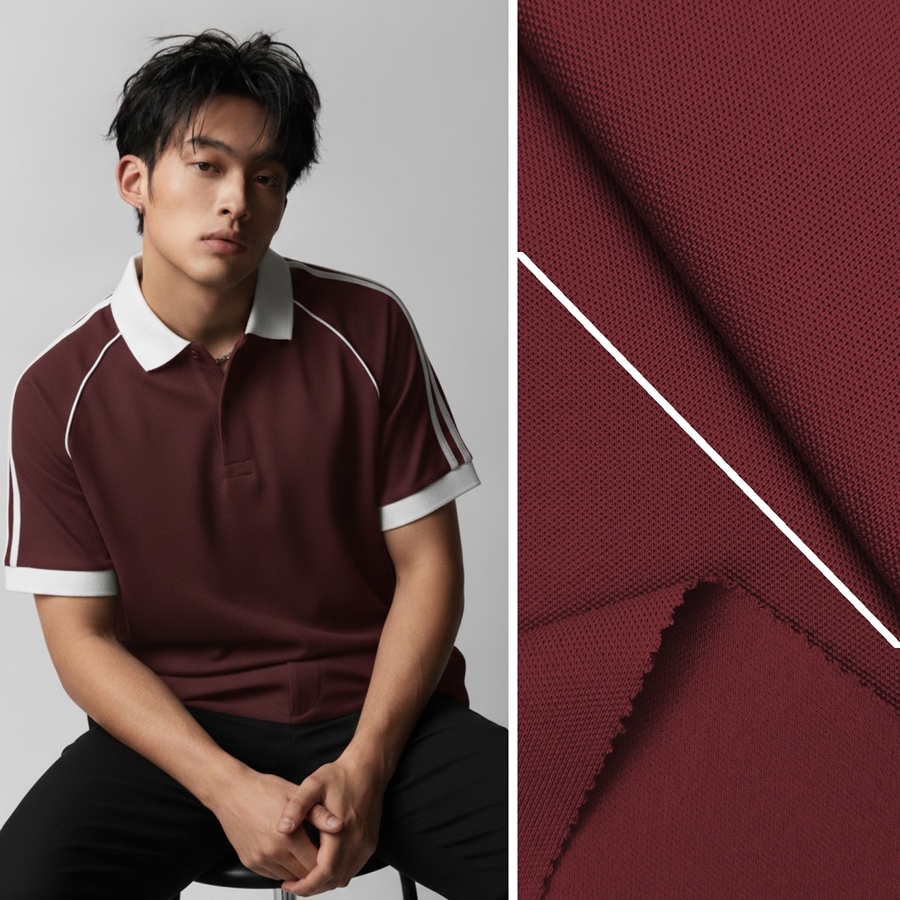 40S Cotton Pique Fabric | 54.9% Cotton / 39% Polyester / 6.1% Spandex | 200GSM | 185cm