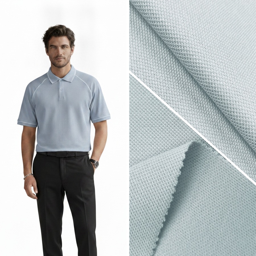 32S Lyocell Pique Fabric | 33% Cotton / 36.2% Lyocell / 3.3% Silk / 2.9% Linen / 22.9% Polyester / 1.7% Spandex | 200GSM | 190cm