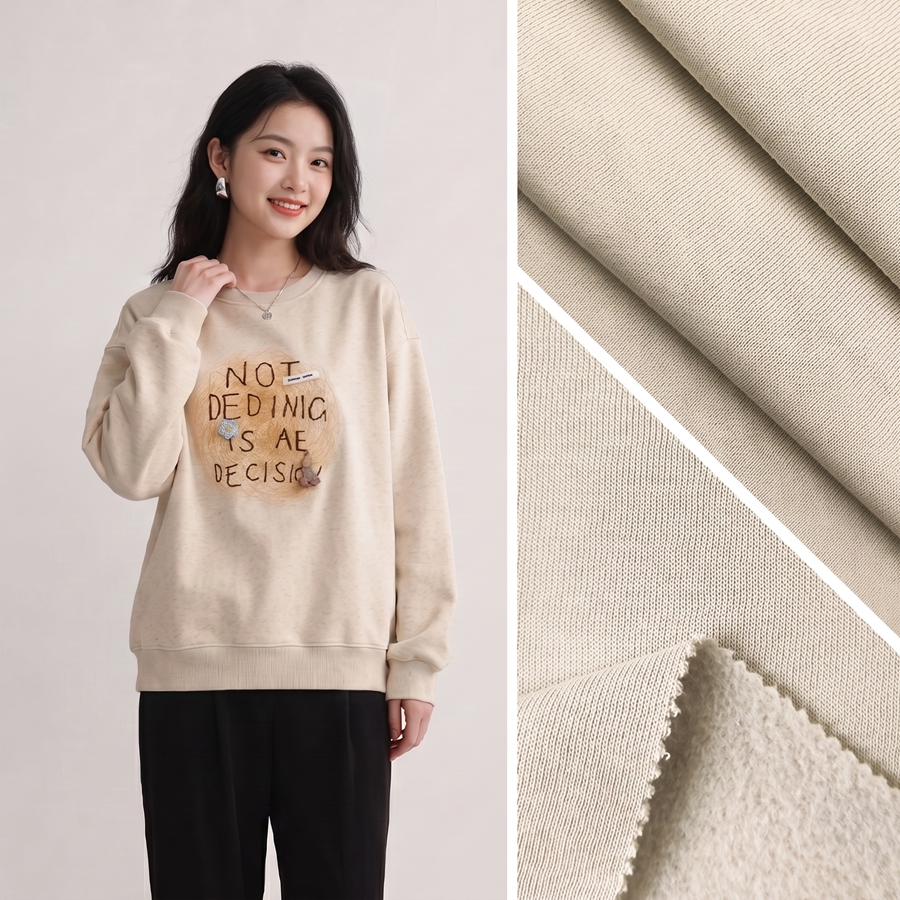 Cotton Sweatshirt Fleece Fabric | 37% CottonPolyester63 | 330GSM | 185cm
