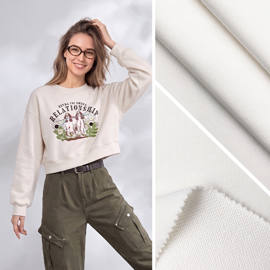 32S Cotton Sweatshirt Fleece Fabric | 77.7% Cotton / 22.3% Polyester | 250GSM | 185cm