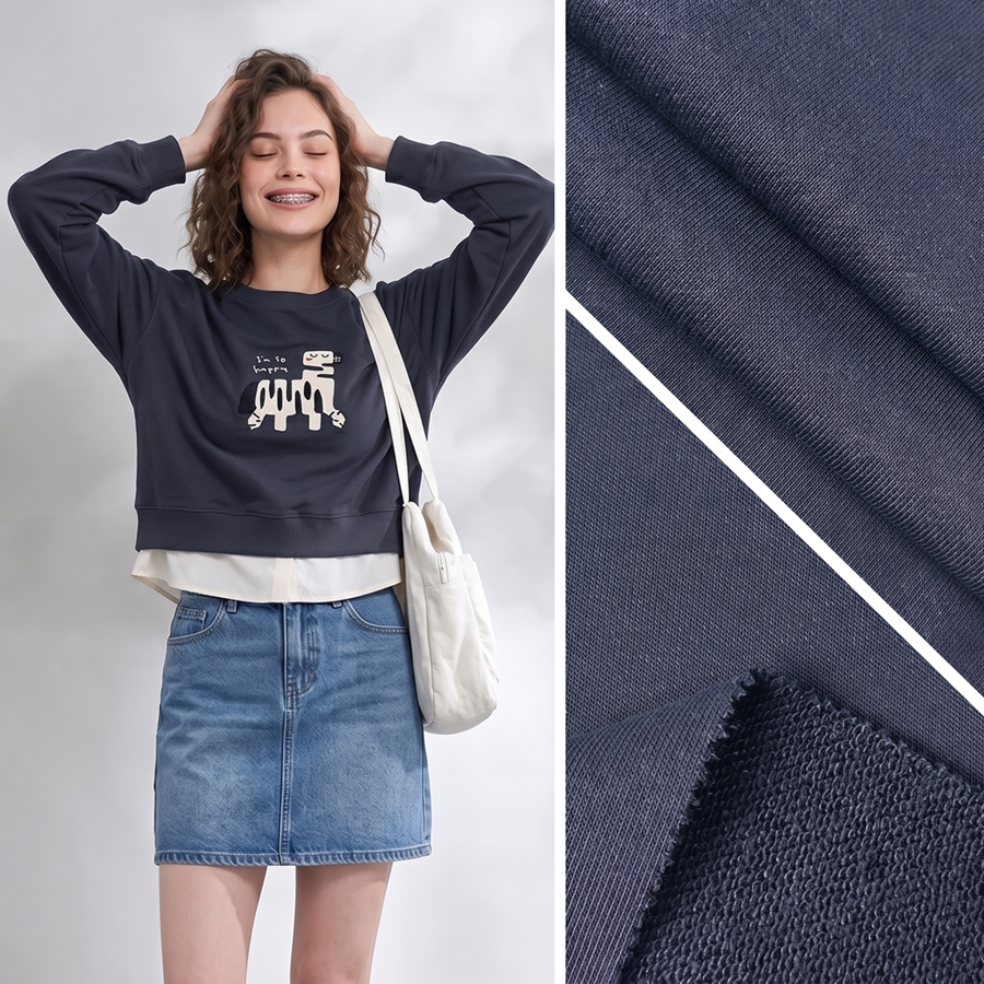 32S Cotton Sweatshirt Fleece Fabric | 83% Cotton / 17% Polyester | 210GSM | 190cm