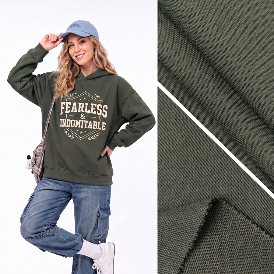 32S Cotton Sweatshirt Fleece Fabric | 68.4% Cotton 19.6 / 12% Nylon | 300GSM | 185cm