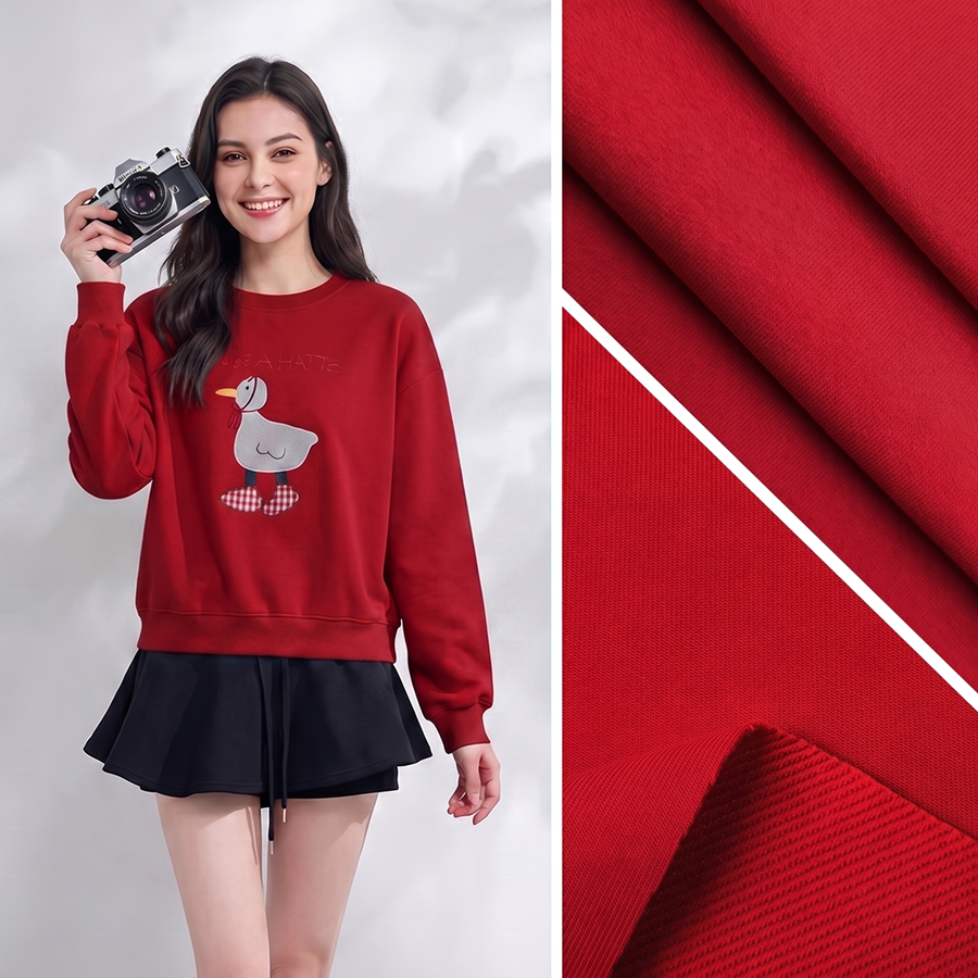32S Cotton Single Jersey Fabric | 66.6% Cotton / 27.7% Polyester / 5.7% Spandex | 265GSM | 190cm