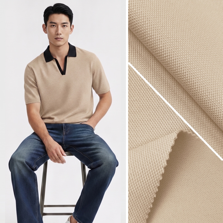 32S Cotton Knit Fabric | 54.79% Cotton / 45.21% Polyester | 285GSM | 185cm