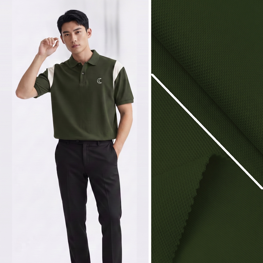 40S Cotton Pique Fabric | 78% Cotton / 15.2% Polyester / 6.8% Spandex | 300GSM | 185cm