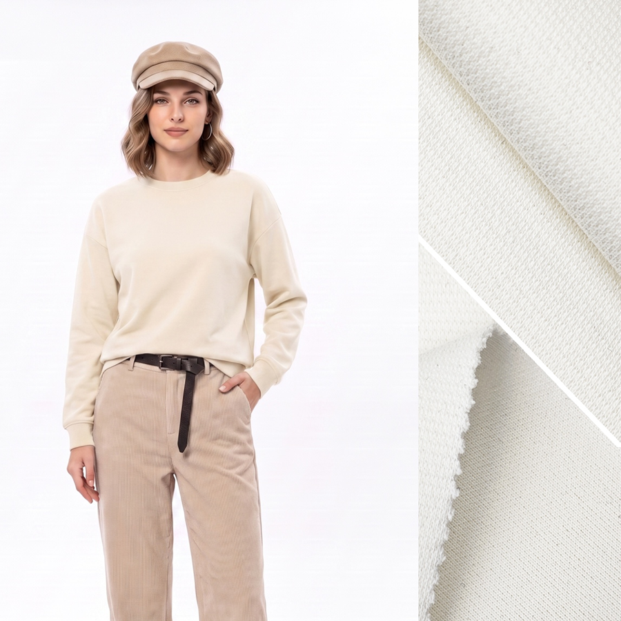 40S Cotton Knit Fabric | 37.2% Cotton / 56.3% Polyester / 6.5% Spandex | 320GSM | 185cm