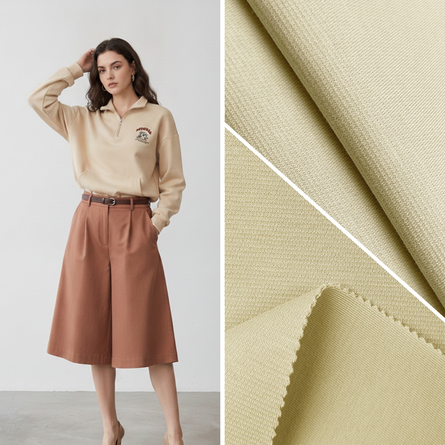Cotton Knit Fabric | 82.3% Cotton / 10.7% Polyester / 7% Spandex | 280GSM | 183cm