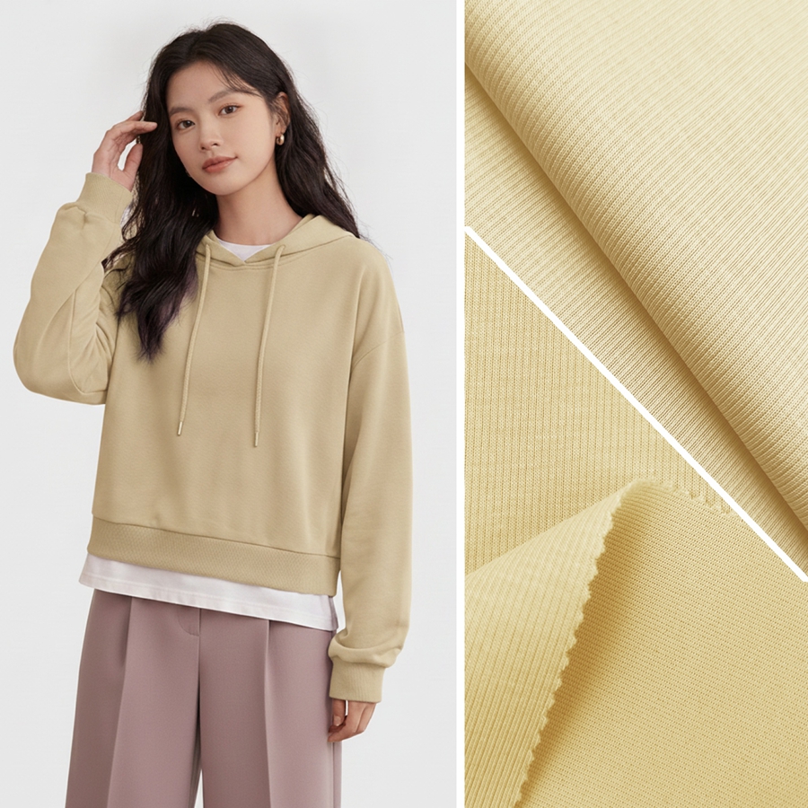 Cotton Knit Fabric | 34% Cotton / 58% Polyester / 8% Spandex | 320GSM | 190cm