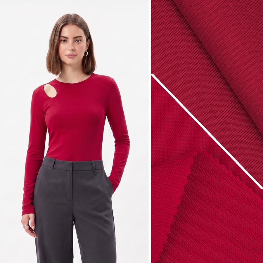 50S Cotton Knit Fabric | 23.8% Cotton / 23.8% Modal / 44.8% Polyester / 7.6% Spandex | 220GSM | 190cm