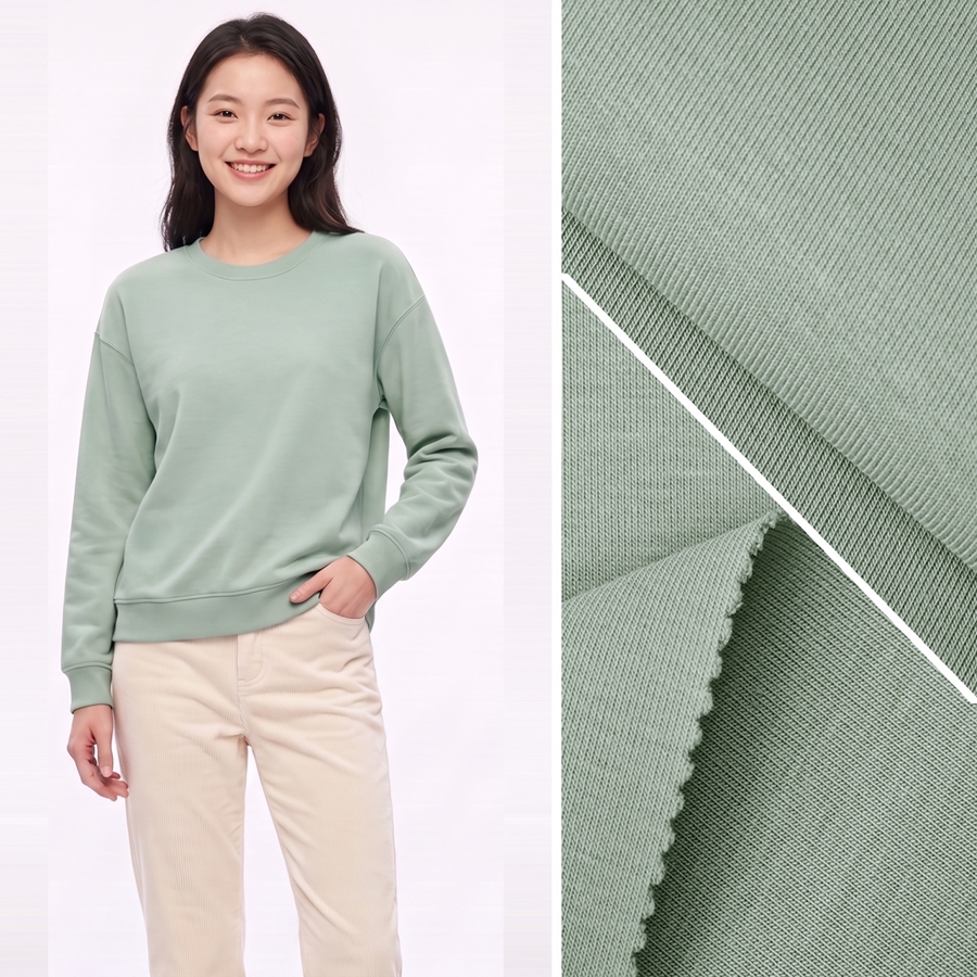 Cotton Knit Fabric | 73% Cotton / 16.2% Polyester / 5.8% Spandex | 320-330GSM | 185cm