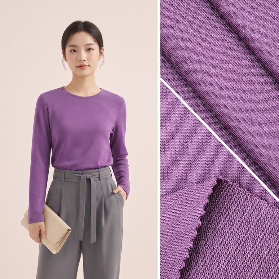 Cotton Interlock Fabric | 67.9% Cotton / 26.9% Polyester / 5.2% Spandex | 210GSM | 180cm