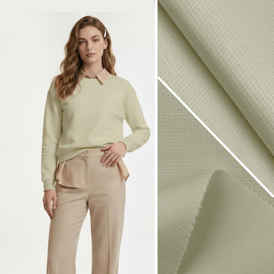 Cotton Knit Fabric | 21.9% Cotton / 70.9% Polyester / 7.2% Spandex | 350GSM | 185cm