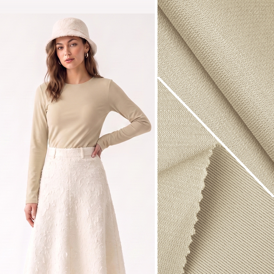 60S Cotton Modal Air-Layer Fabric | 24% Cotton / 14.6% Modal / 54.6% Polyester / 6.8% Spandex | 210GSM | 185cm