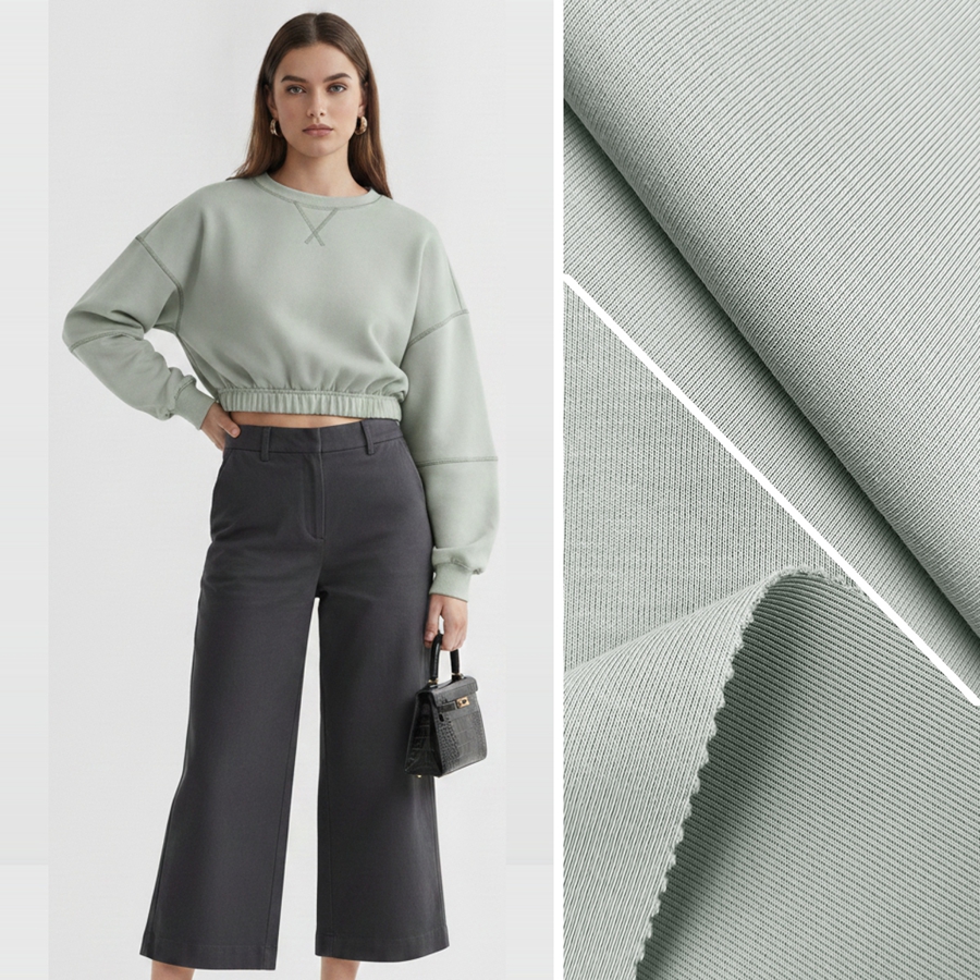 50S Cotton Knit Fabric | 47.1% Cotton / 45.9% Polyester / 7% Spandex | 240GSM | 185cm