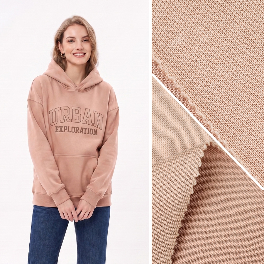 40S Cotton Knit Fabric | Face: 58.4% Cotton / 41.6% Polyester | Back: 95% Polyester / 5% Spandex | 300-310GSM | 185cm