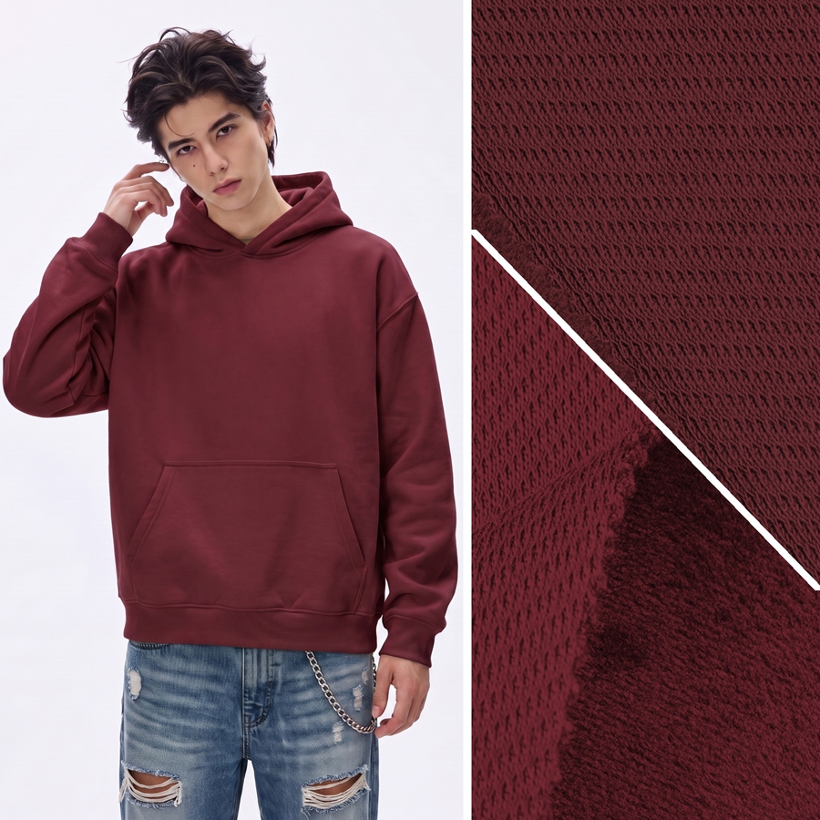 Cotton Bonded Fabric | Face: 62.5% Cotton / 37.5% Polyester | Back: 93.7% Polyester / 6.3% Spandex | 400-410GSM | 185cm