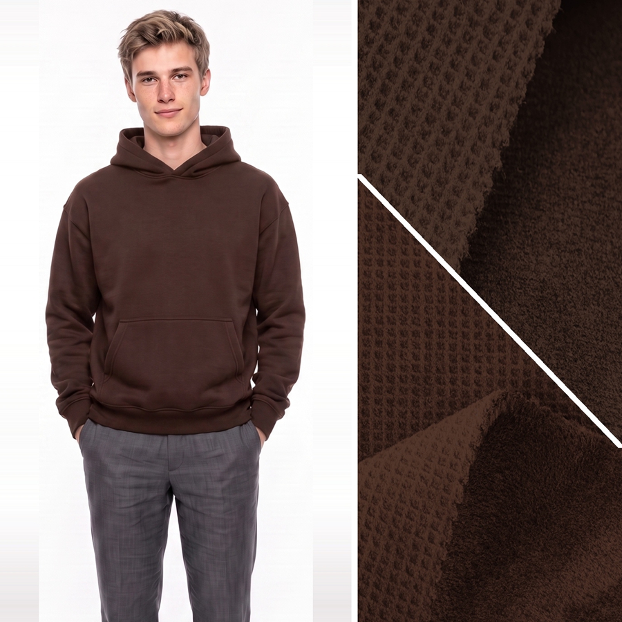 Fleece Fabric | Face: 100% Polyester | Back: 91.9% Polyester / 8.1% Spandex | 440-460GSM | 185cm