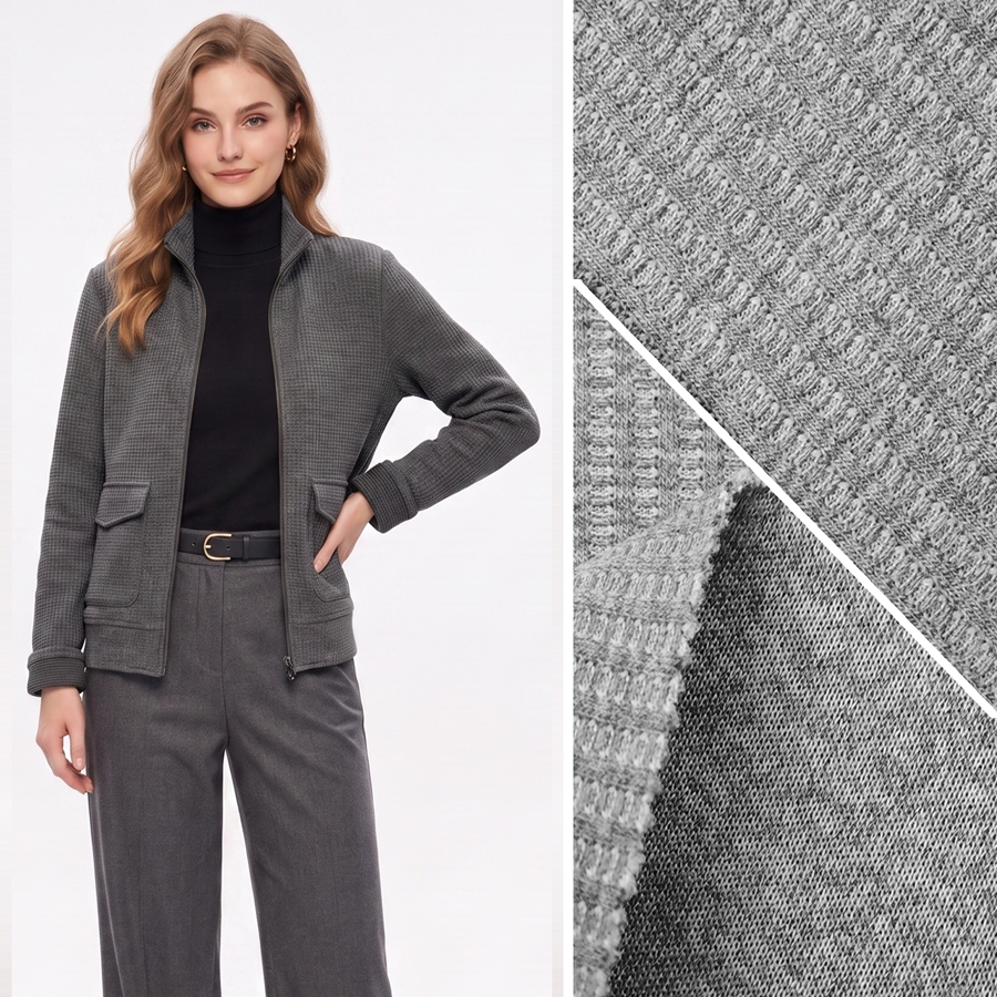 Cotton Bonded Fabric | Face: 47.9% Cotton / 47.7% Polyester / 4.4% Spandex | Back: 93.5% Polyester | 310-320GSM | 185cm